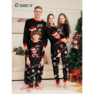 Christmas Pajama Set for Family, Santa Claus Print Long Sleeve Top & Pants, Comfortable Holiday Sleepwear for Dad Mom KidsGift