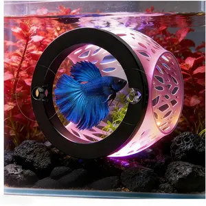 Floating Betta Hideout Cave for Aquarium, Multi-Function Resting Hammock & Shrimp Feeder with Fish Feeding Ring, Betta Fish  Accessories, Aquarium Decor & Fish  Decor(Rainbow )