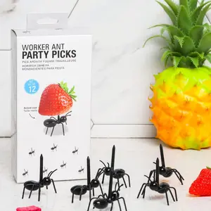 12pcs Reusable Ant Shaped Plastic Food Picks Cute Black Ant Fruit Forks & Dessert Toothpicks BPA-Free Appetizer Picks Perfect as Party Favors Gifts for Kids Adults for Snacks Cakes Cheese Halloween Birthday Wedding Picnic Bug Themed Parties