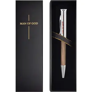 Christian Gifts for Men: Engraved Man of God Luxury Walnut  Rollerball Pen -  Pastor Appreciation, Father's Day & Christian Graduation Gifts