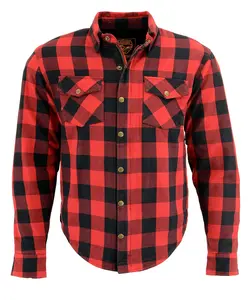 Milwaukee Leather Men’s Plaid Armored Flannel Riding Shirt with Aramid Fiber Reinforcement and CE Removable Armor