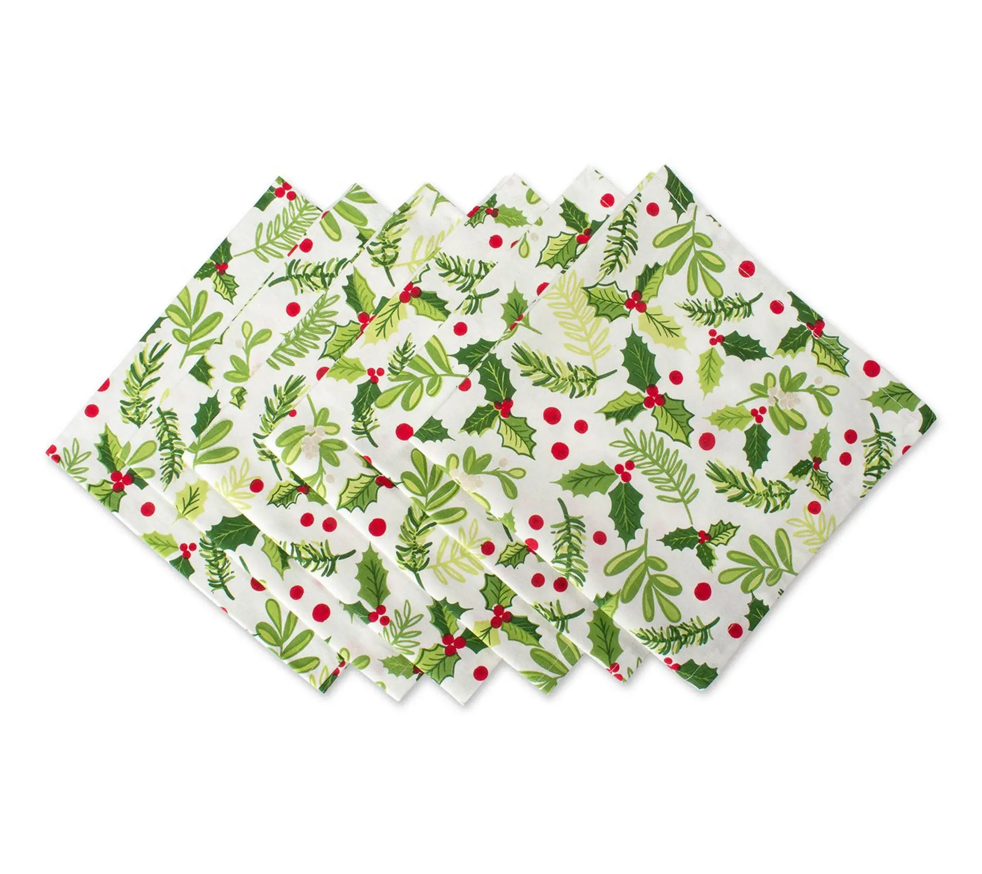 Design Imports Set of 6 Boughs of Holly Print Napkins