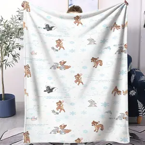Deer Rabbit Skunk Pattern Blanket, Soft Warm Lightweight Plush Blanket, Perfect Gift for Boys and Girls, Single-Sided Print Blanket, Lightweight Throw Blanket