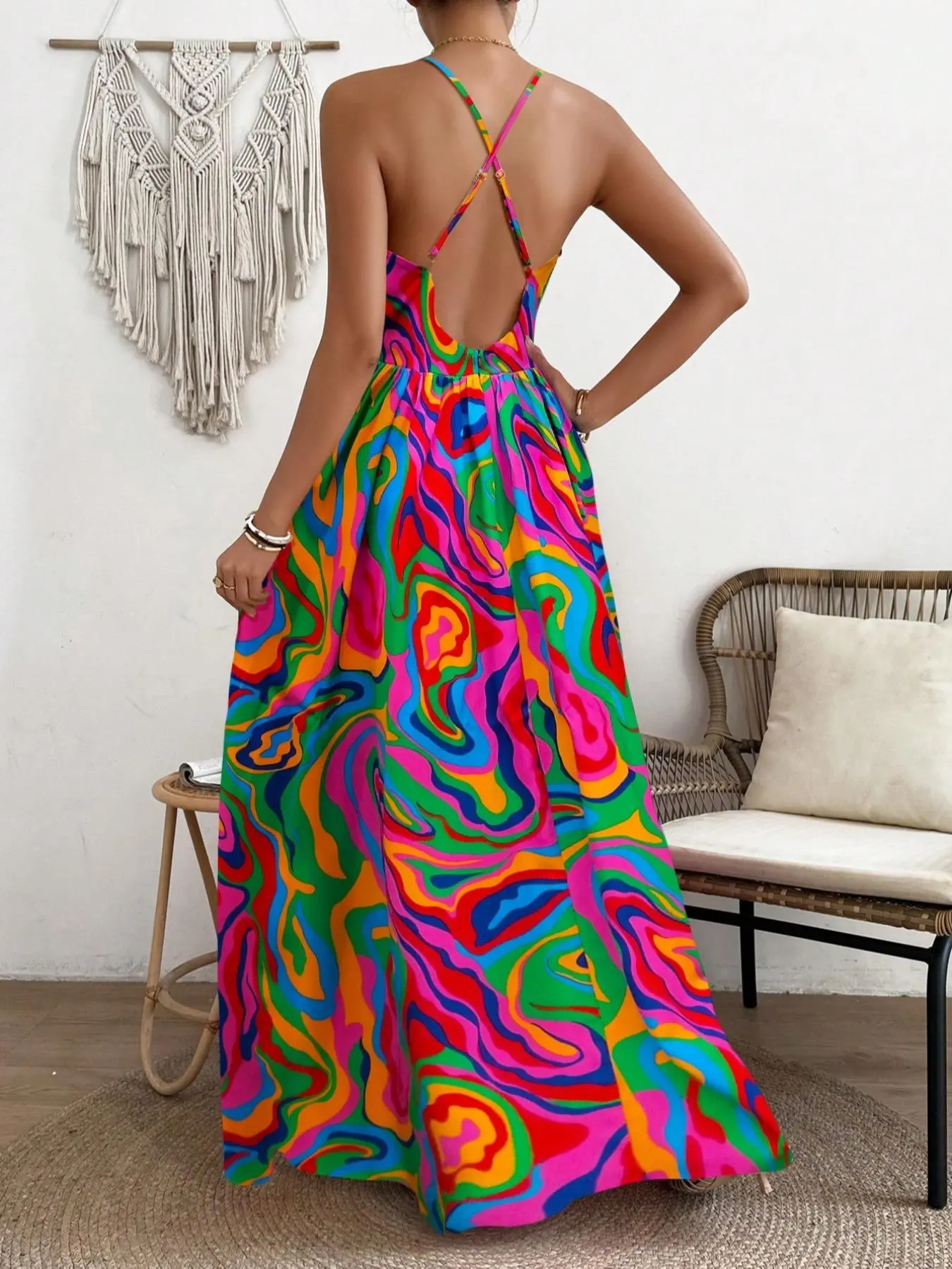 casual backless dresses Women's Casual Slip Long Dress Sexy Sleeveless Backless, Small