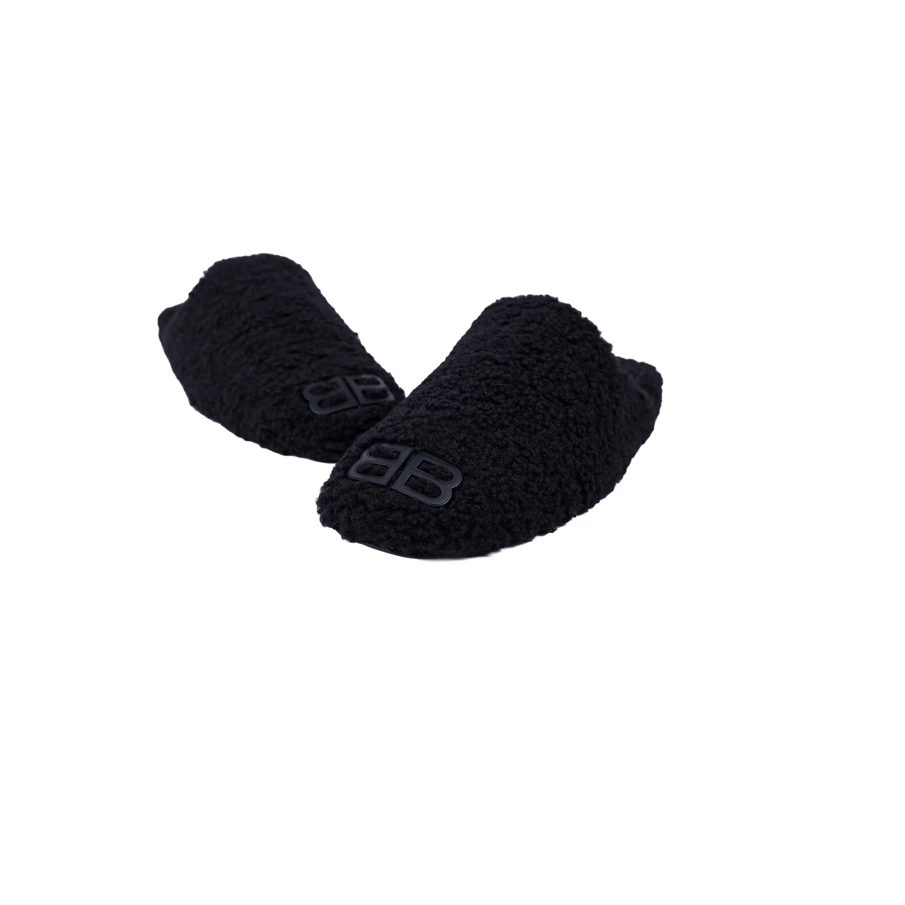 Pre-owned Balenciaga Black Rubber Cozy Fleece Mules Size 43