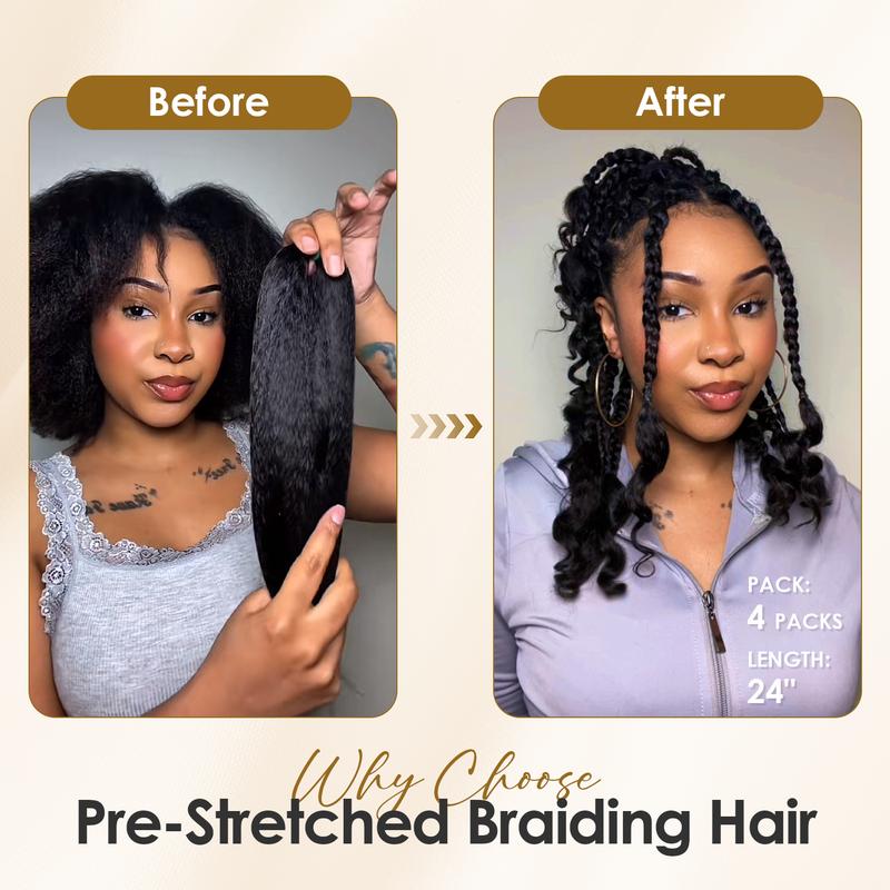 Pre Stretched Braiding Hair for Braids Twists Soft Human Hair Kinky Straight Texture 100% Virgin Hair Extensions Pre Stretched Braiding Hair for Braids Twists Soft Human Hair Kinky Straight Texture 100% Virgin Hair Extensions
