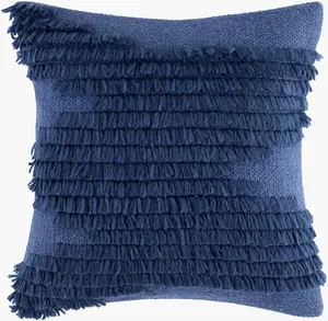Navy Blue Modern Accent Pillow with cotton details for sofa bed or accent chair