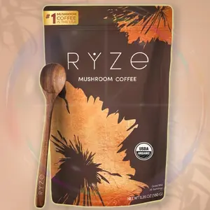 RYZe Mushroom Coffee 30 Servings with 6 Adaptogenic Mushrooms MCT Oil & 2000mg Superfoods USDA Organic USA Grown Instant Coffee Healthcare Vitamin- it offers 30 servings of this delicious taffy-like beverage.