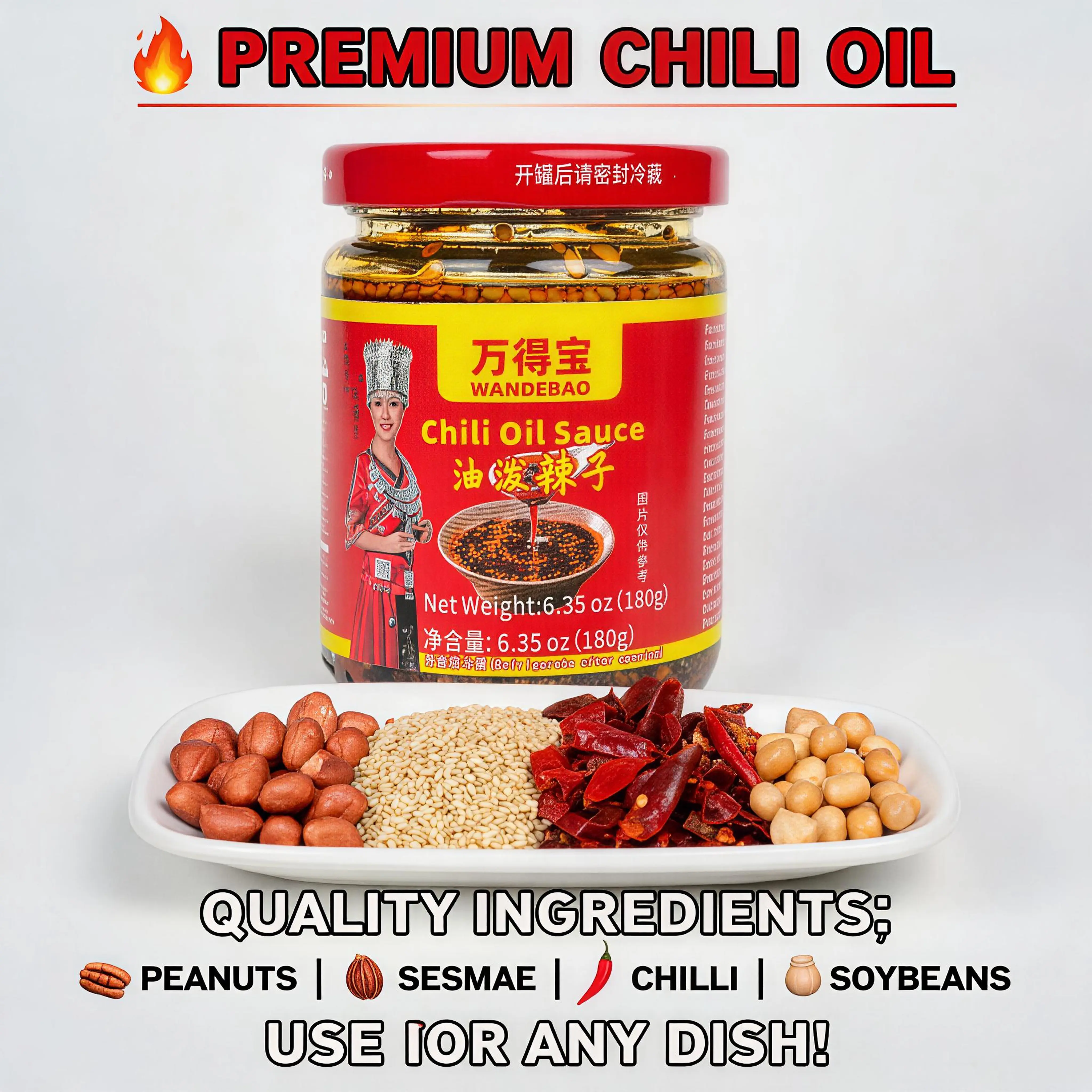 Mild Chinese Chili Oil Seasoning for Ramen Toppings, Spring Rolls & Pan-Fried Noodles, Rich Umami Taste with Crunchy Chili Crunch Texture, Ready-to-Use Sauce for Everyday Stir-Fry & Dipping