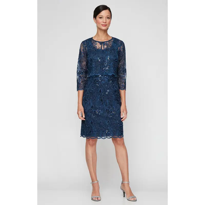 Midi Embroidered Mock Jacket Dress with Attached Jacket & Chiffon Tank Dress  - TikTok Shop
