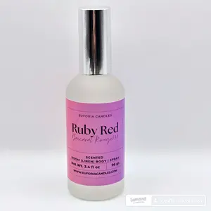 Euforia Candles Ruby Red 540 Inspired Scented Room Linen Spray 3.4 fl oz Coconut Apricot Wax Solid Candle Aroma - Flower, Light