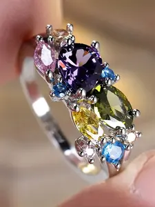 1 PC Charm Cubic Zirconia Ring Cluster Rings For Women For Wedding Engagement Party Jewelry Valentine's Day Gift