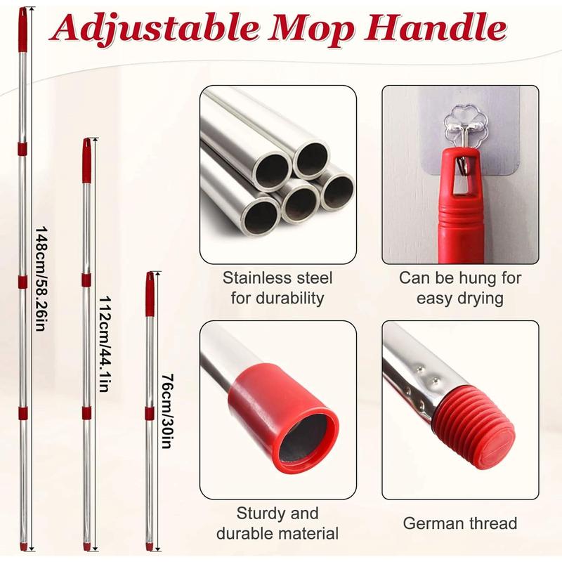 Replacements Spin Mop Combo – 2 Microfiber Heads + Scrubber Brush & Triangle Base for O‑Cedar RinseClean 2‑Tank (Mop Handle Included)