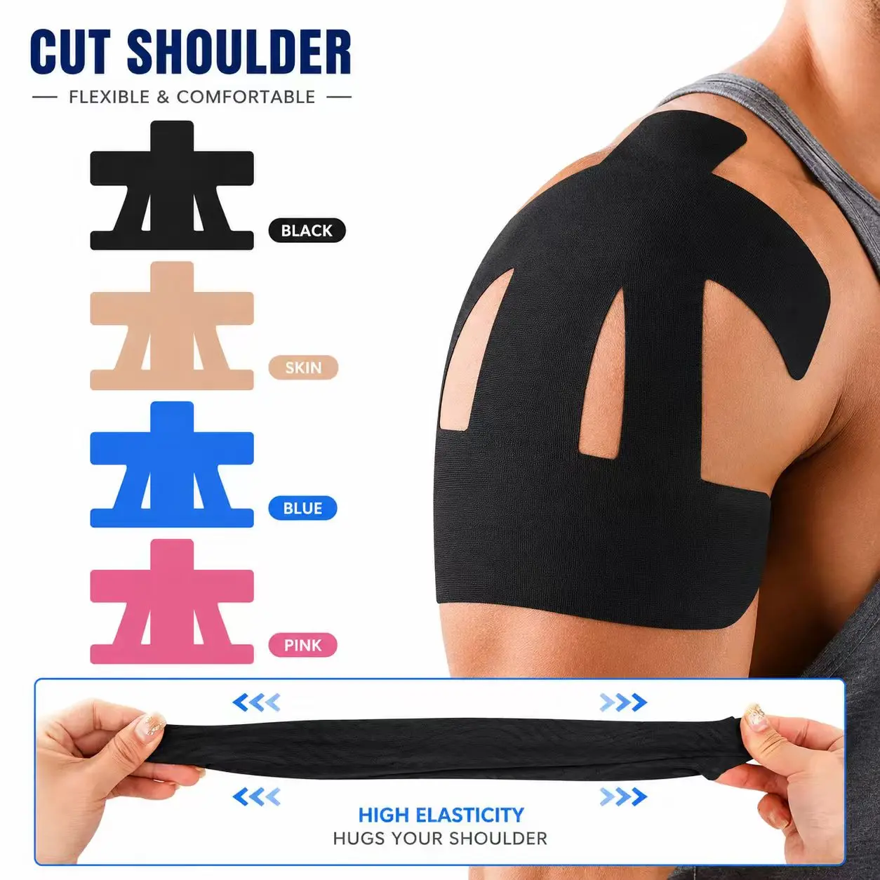 Shoulder Support Kinesiology Tape for Men & Women – Precut Waterproof Athletic Tape for Gym, Basketball, Volleyball, Tennis & Sports Recovery summerwins Pre Cut Tapes Arm Lifting Tape