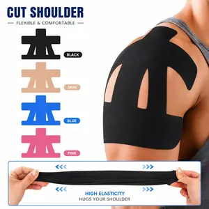 Elastic Universal Kinesiology Sports Tape,10 Count Tape for Shoulder Pd Muscle Sportsain Relief Pre Cut Sports Waterproof Breathable Enhance Elastic Kinesiology Athletic Tape for Shoulder Support an