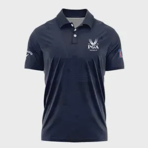 Classic Golf Navy Callaway Polo Shirt 2024 PGA Championship Valhalla Star Pattern Stylish & Comfortable Casual Cotton
