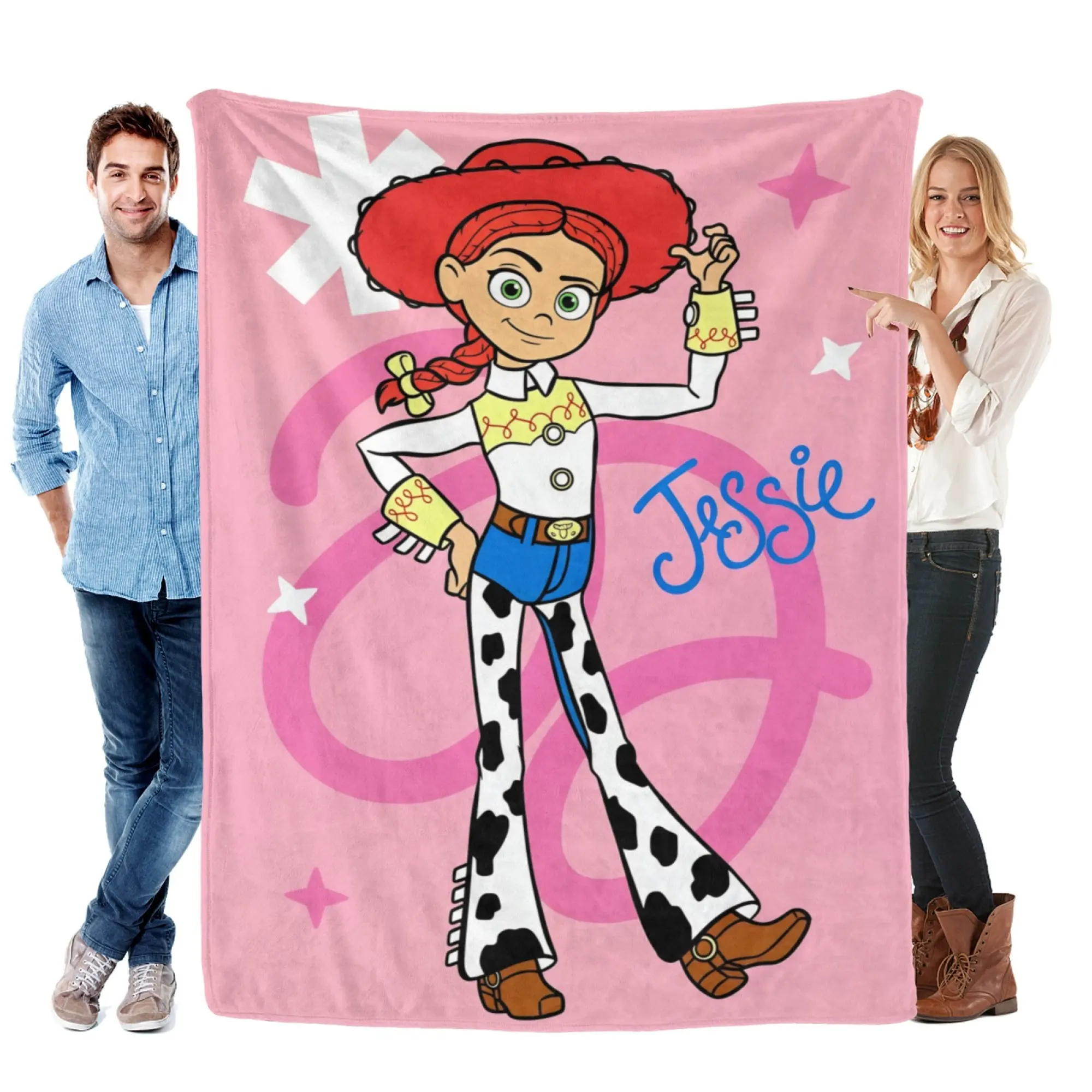 [SummerVibes] DISNEY CLASSIC Toy Story Jessie Pink Flannel Blanket, Soft Cute Cowgirl Throw for Kids, Teens & Fans, Home Bedroom Decor