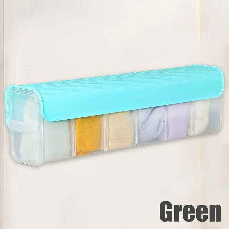 6 Grids Wall Mounted Underwear Storage Box Wall Hanging Transparent Panties Socks Storage Rack Closet Wardrobe Organization