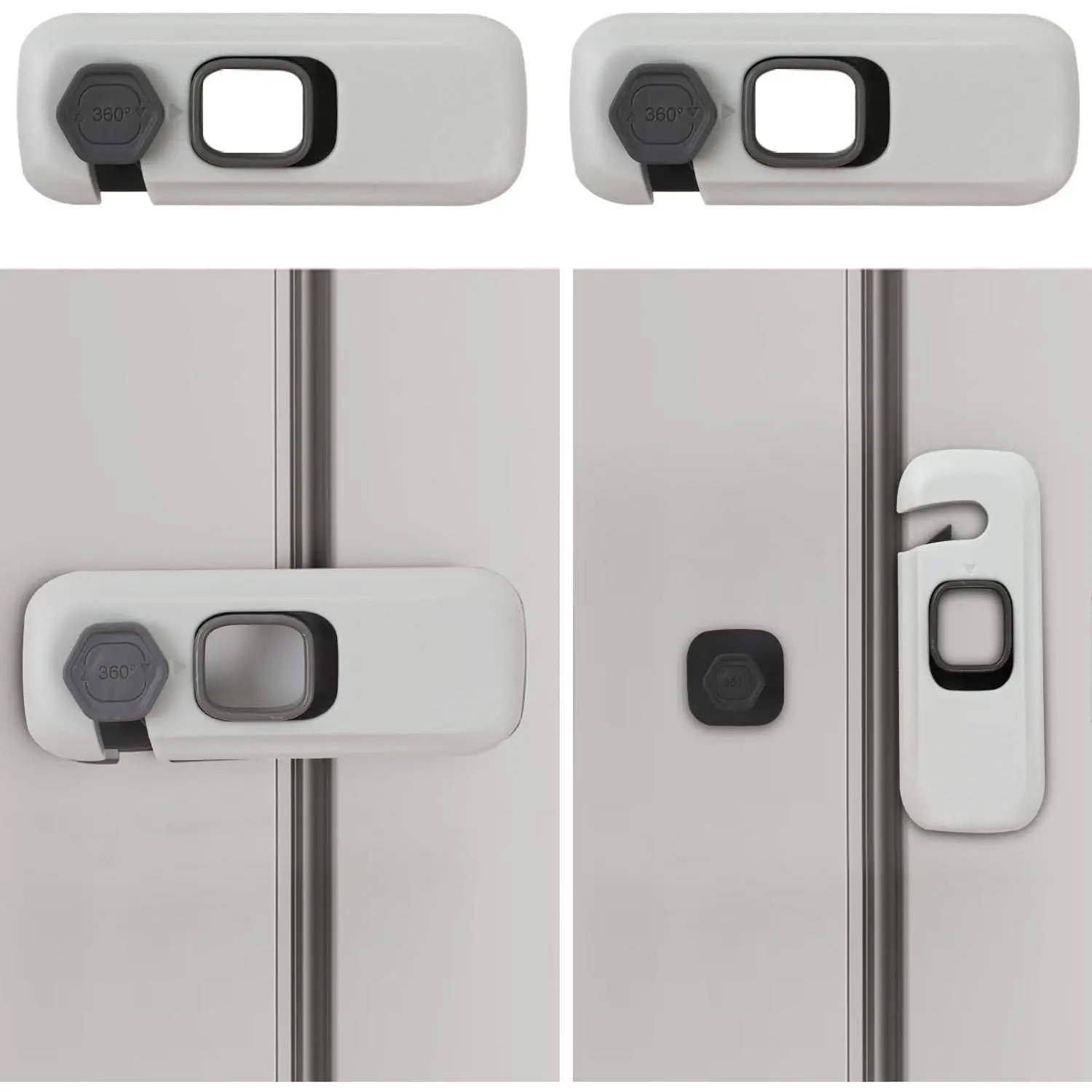 2Pack  Proof Refrigerator Lock,Fridge Locks for  with Sticky Adhesive Pads, Safety Locks for Fridges, Cabinets, Drawers, Double Doors and More (2 Pack)
