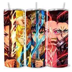 Demon Slayer 20 oz Tumbler - BPA Free, Stainless Steel, Leak Proof, Clear Lid, Includes Straw