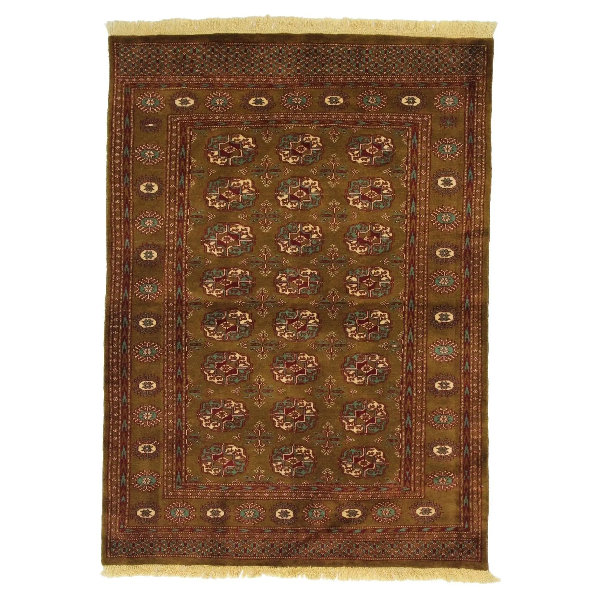 Canvello Hand Made Traditional All Over Pakistan Bokhara Rug - 4'0'' X 6'0''
