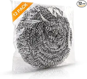12Pack Upgraded Steel Wool Scrubbers - Premium Stainless Steel Scrubber.