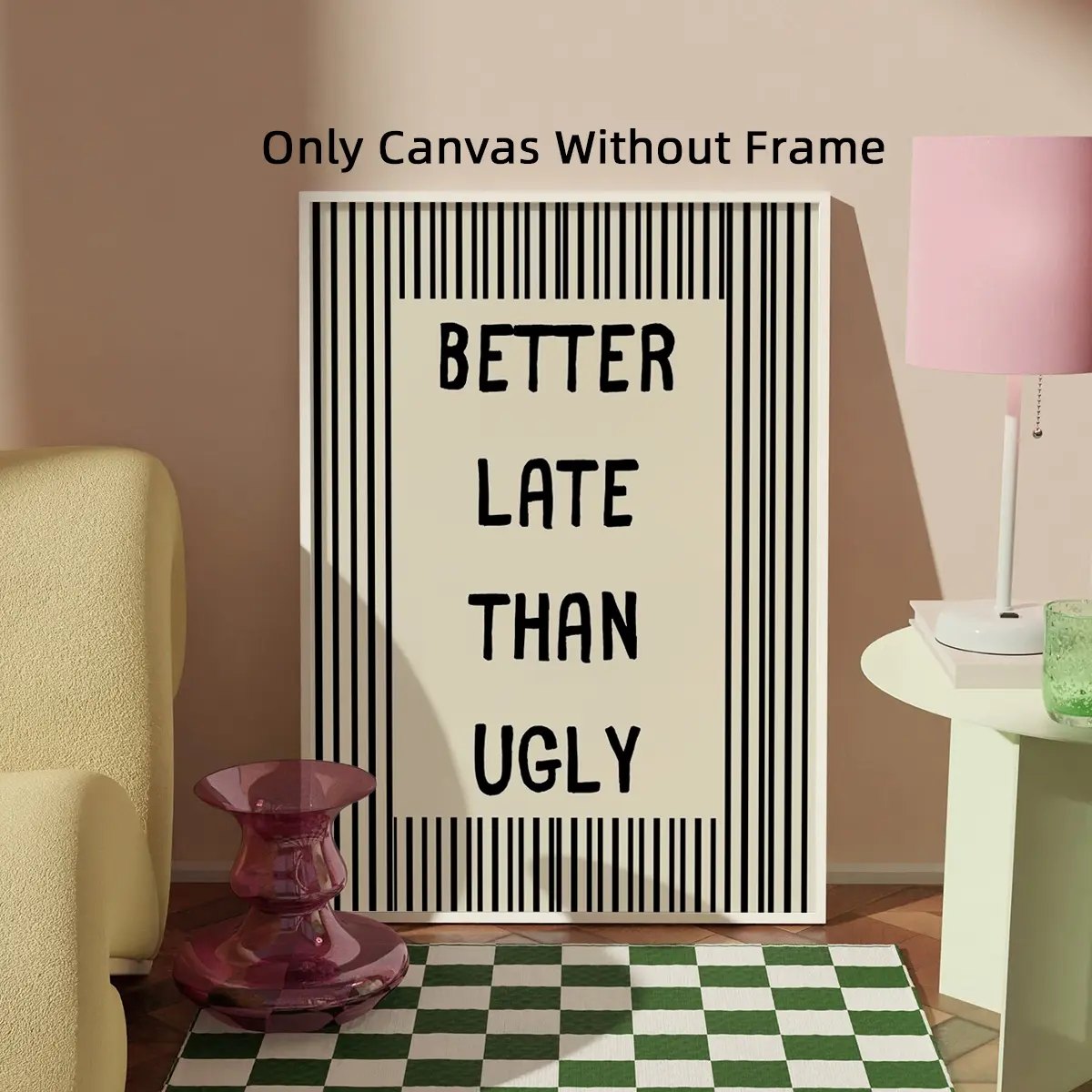 1Pc Optinal Frame Canvas Poster Print, Creative Design Print, Graphic Prints, Girly Wall Art, Inspirational Wall Art, Wall Art Decoration, Preppy Teen Room Decor, Artwork Wall Painting For Gift, Wall Picture for Dorm, Home and Office Wall Decor