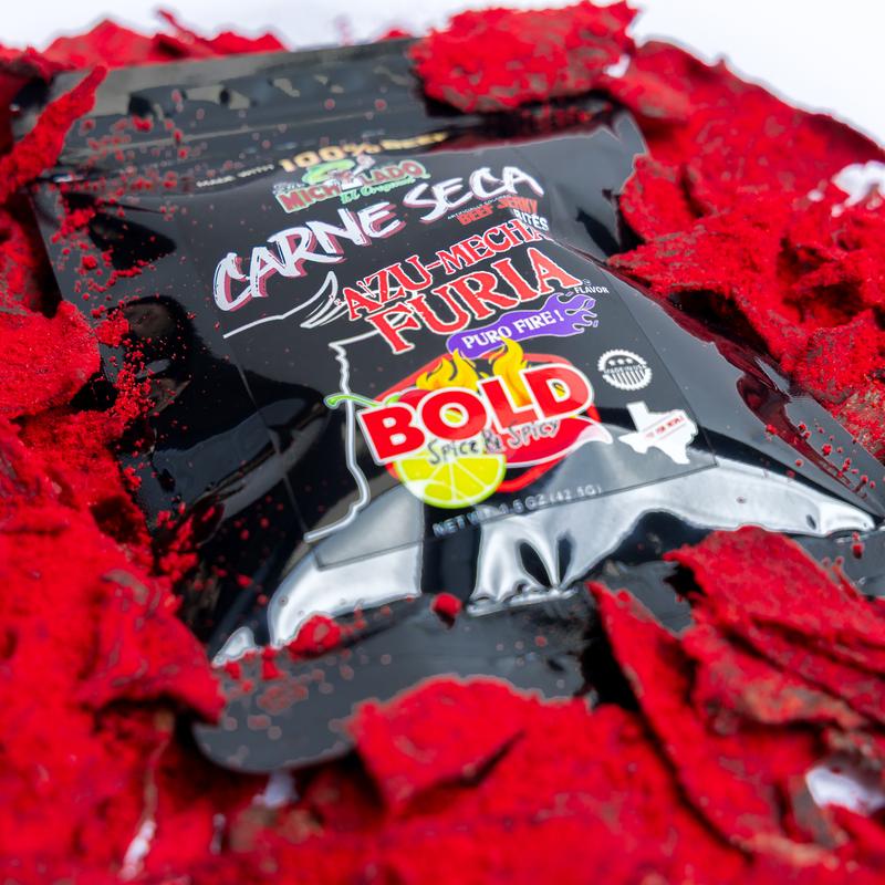 3pk - Carne Seca BITES - Sr. Michelado - Crunchy Beef Jerky - Azu Mecha Furia BOLD 1.5oz - 3pk