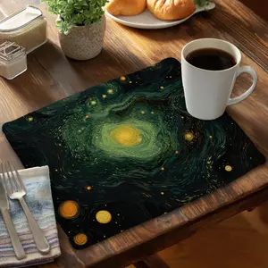 212 MAIN Black Braided Polyester Placemat - MWW CBPM1418HP6YN6, 14x18 in., Illuminated, Indoor Tableware