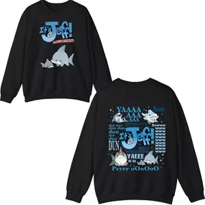 Cute Shark 2SIDE Funny Tshirt, Shark Cartoon Tshirt, Cute J.e.f.f Shark Hoodie Fashion Cotton, Full Colors, Full Sizes, For Men, For Women