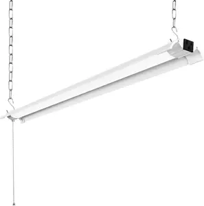 ENATECLITE Linkable 4Foot Hanging Mount Work Lights, LED Garage Lights, Plug-in High Visibility Workshop Led Lights, Hanging Garage Ceiling Lights 4000K Daylight, 4500LM, Pull Chain for Basement Installation Indoor
