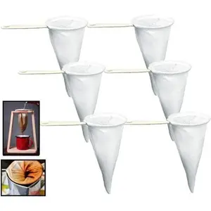 Pack of 6  Colador Cafe Cloth Coffee  Strainer, Lot of Strainers in Bulk, Strainer Filter Cloth Mesh, with Plastic Handle