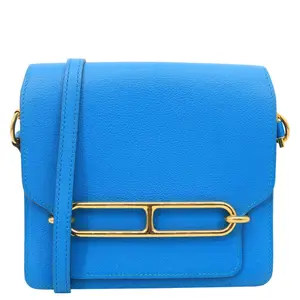 Pre-owned HERMÈS Leather Shoulder Bags Hermes Roulis Sac Evercolor Mini Pebbled Calfskin Shoulder Bag Blue