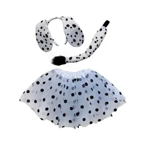 Dalmatian Costume Set for Adults & Plus Size – Tutu Skirt, Tail & Ears Headband – Cute Dog Outfit for Halloween & Cosplay