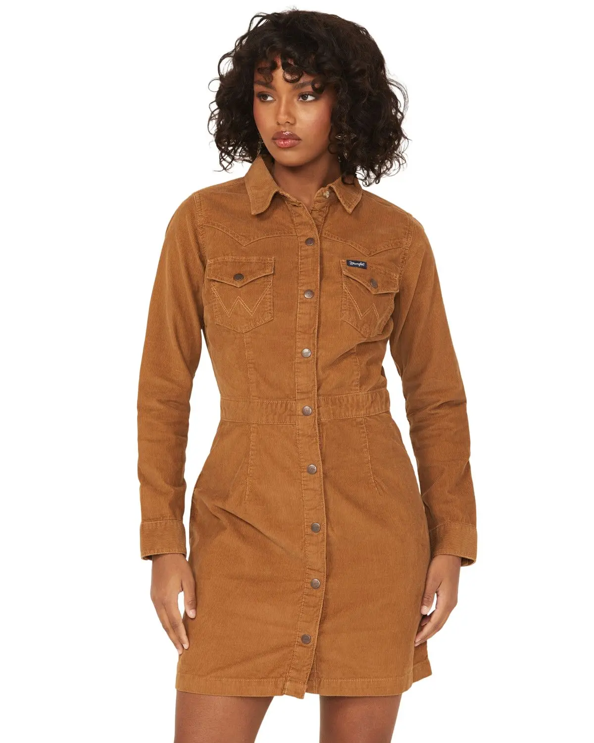 Wrangler Women's Retro Women'S Corduroy Long Sleeve Snap Mini Dress - 112367335