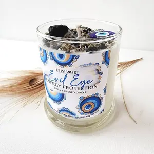 EYE PROTECTION candle for negative energy removal with healing crystal candle Hand-poured scented gemstone candle witchcraft candles