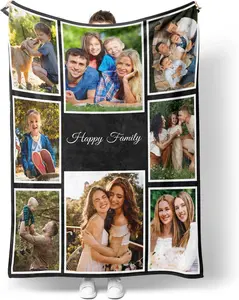 Customized Blankets with Photos Personalized Picture Collage Blanket Soft Using My Own Photos Custom Gifts for Halloween, Family, Friends Gifts-76X100cm