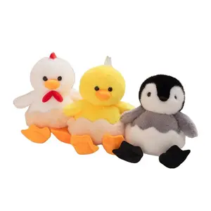 30cm Eggshell Animal Plush Dolls, Cartoon Rooster Duck Penguin Stuffed Toys, Educational Gift for Kids, Fluffy Non-Falling Hair Sofa Pillow