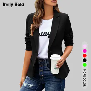 Imily Bela Essentials Womens Casual Blazers Long Sleeve Lapel Button Slim Work Office Blazer Jacket