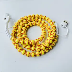 4 in 1 Softball Beaded Charging Cable Fast Charger for Phone,Compatible with all devices USB-C and Lightning interfaces, 3.3 feet in length, ideal for fast charging, available in multiple styles, Holiday gifts, New year gifts, Electronic, Cellphone