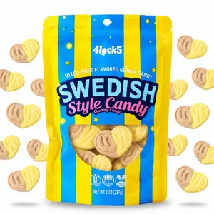 Swedish Style Gummy Candy 1/2 lb – Banana Toffee Flavor Heart Shaped Chewy Scandinavian Gummies, Soft Candy in Sealed Bag for Home, Office, Outdoor Snacks & Candy Gift