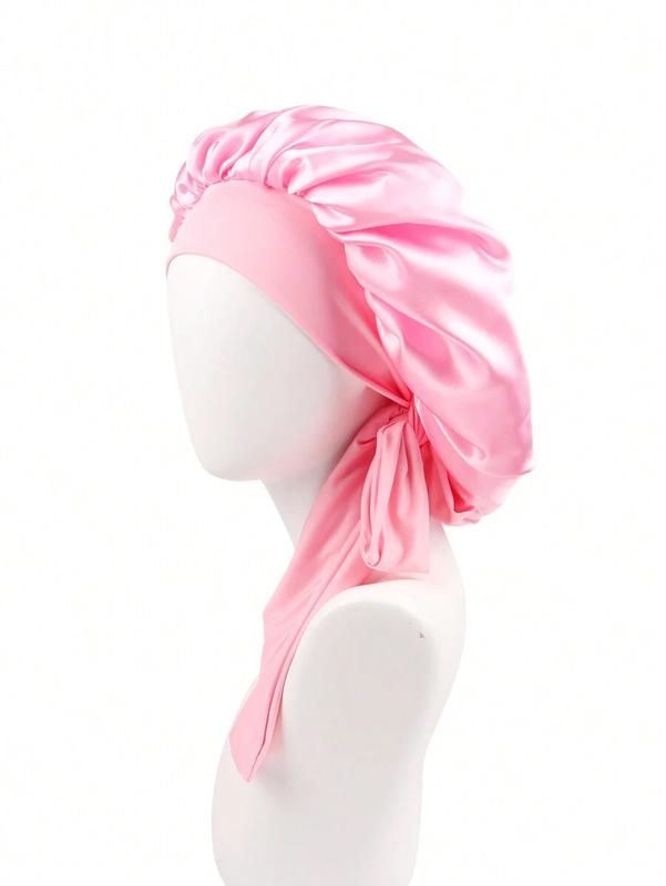 Stretch Satin Colored Bonnet Cap For Women's Long Hair, Suitable For Sleeping, Makeup, Beauty And Heat Styling