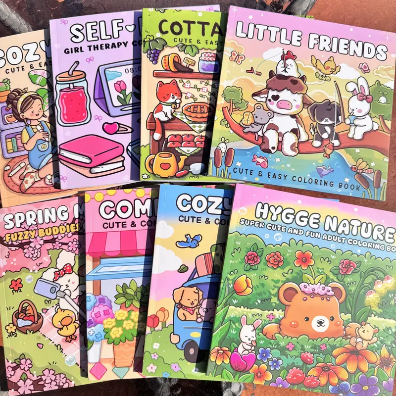 4-Piece or 8-Piece Themed Coloring Books Set, High-Quality Cute Art Books with Various Patterns, Perfect for Daily Relaxation and Holiday Gifts