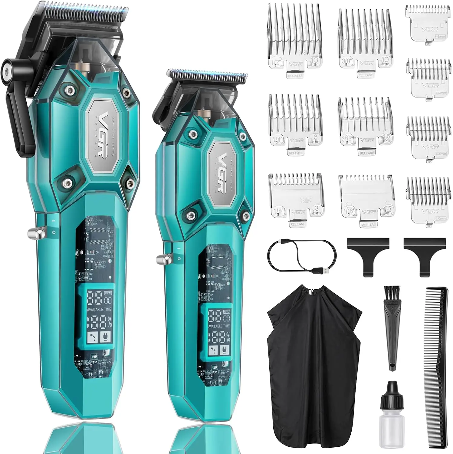 VGR Cordless Professional Barber Clippers & Trimmers Set for Men - 0 Gap T-Blade, LED Display, USB Charged V-600 & 900, Summerwins Matte Haircut Kit, Barber Equipment, Father's Day Gifts, Men's Personal Gadgets tiktokshopbacktoschool