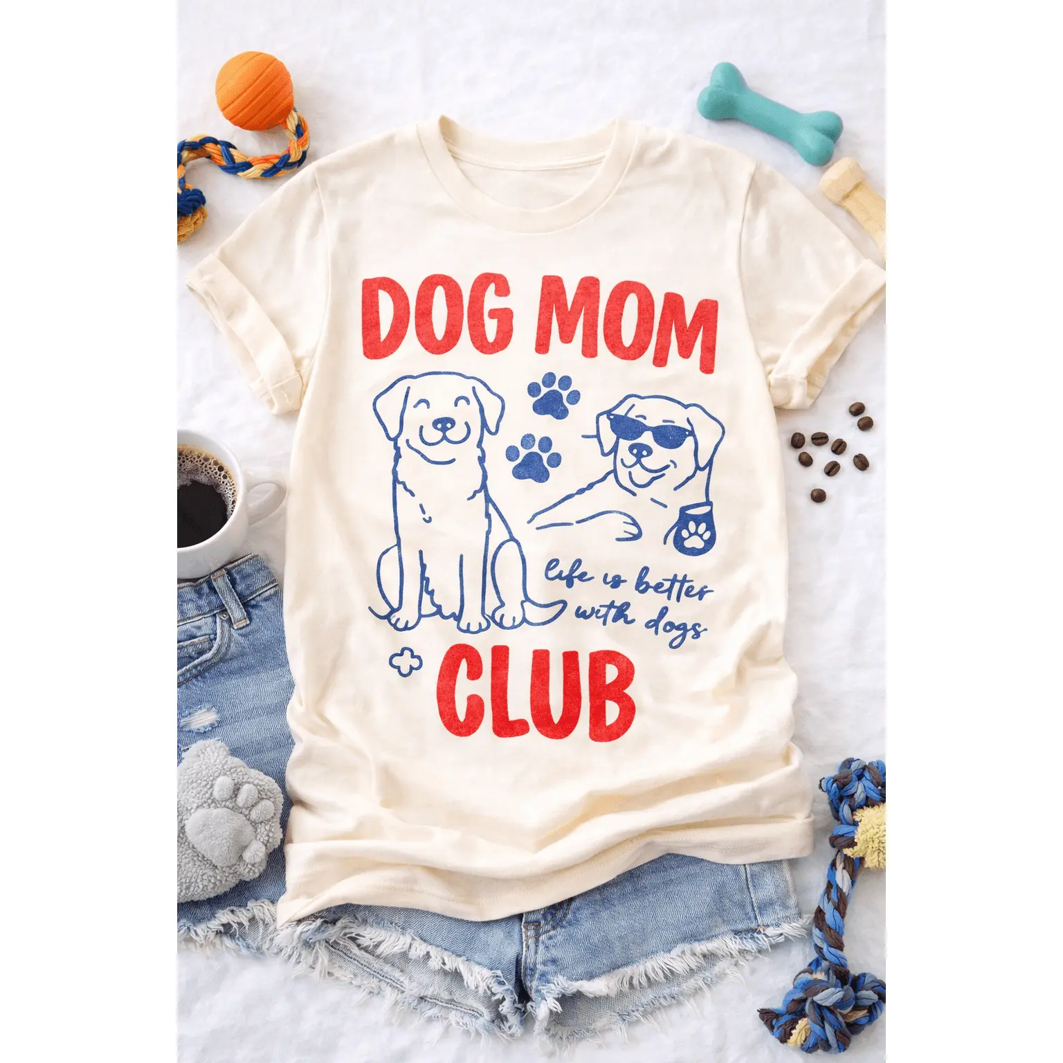 Plus/Reg Short Sleeve Dog Mom Club Graphic Tee