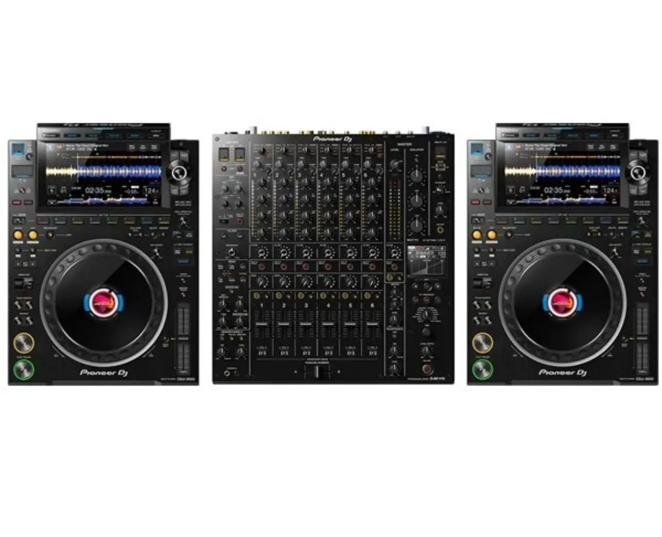 Pioneer DJ Bundle - 2-Pair CDJ-3000 Controllers, High-Quality DJM-V10-LF Audio Mixer Console for Professional DJ Performances
