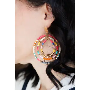 Beautiful Pink Beaded Statement Earrings