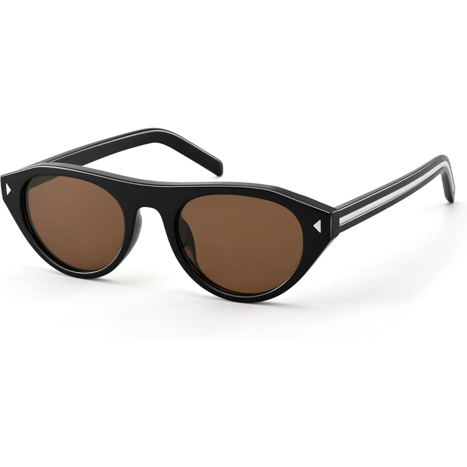 Retro Small Oval  Eye Sunglasses for Women Men, Narrow  Flat Top Sun Glasses with UV400 Protection