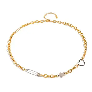 Safety Pin Charm Necklace Water Resistant