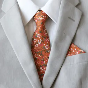 TIE MOOD Layla Paprika Floral Necktie, Bow Tie & Pocket Square Collection